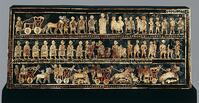 Lower Mesopotamia, Iraq, War scenes known as the Standard of Ur from the Royal Grave of Ur, embroidered wood vexillum [UIG110171061]