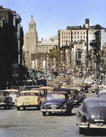 Traffic traveling north on Bowery, New York City, New York, USA, Angelo Rizzuto, Anthony Angel Collection, May 1956 [UIG110171075]
