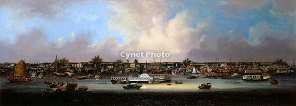 China: Godowns in Honam, Pearl River Delta, at the time of the Second Opium War (1856-1860). [UIG110170975]