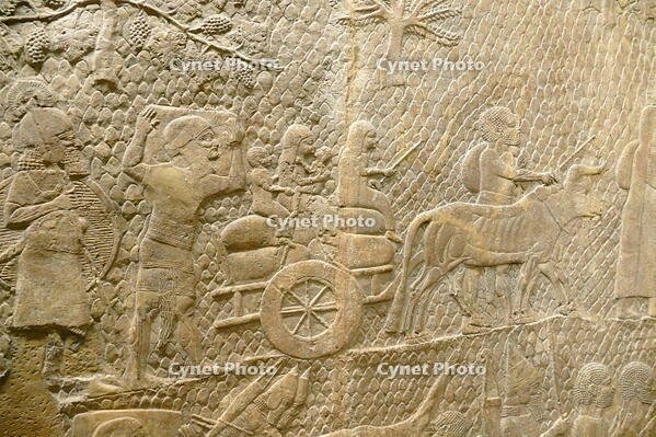 Stone carved relief depicting an prisoners captured after the attack on Lachish. Assyrian, about 700-692 ??. From Nineveh, South-West Palace, This panel, show an important incident during Sennacherib's campaign of 701 BC, the capture of Lachish in the kin [UIG110171043]