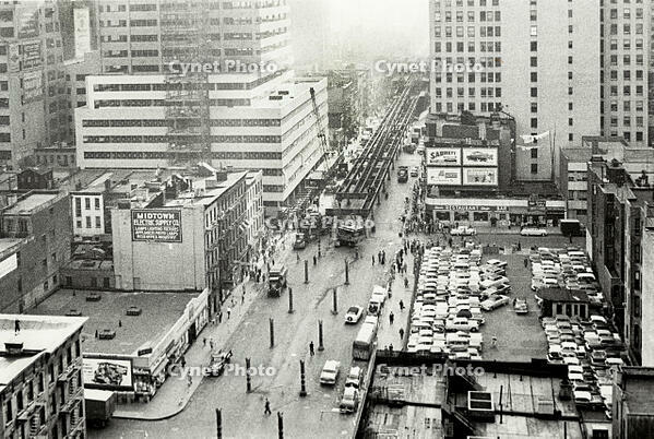 High Angle View of Deconstruction of Elevated Railway Tracks, Third Avenue looking North, New York City, New York, USA, Angelo Rizzuto, Anthony Angel Collection, November 1955 [UIG110171074]