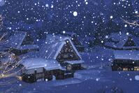 雪降る菅沼合掌造り集落の夜景 [NHI110043096]