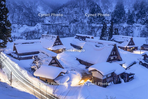 菅沼合掌造り集落の夕景 [NHI110043091]