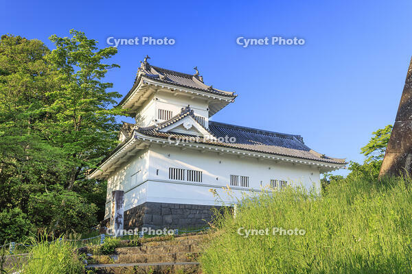 朝日に照らされた仙台城の大手門脇櫓 [NHI110043490]
