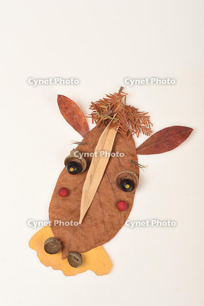 落ち葉遊び　ウマ [XJU110005155]